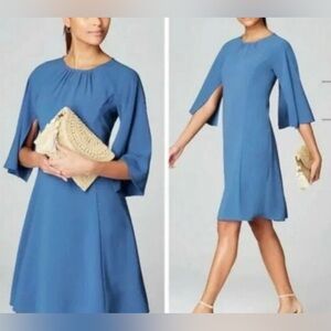 Christian Siriano J. Jill Flutter Sleeve Dress Blue Sea flowy slit sleeve XL